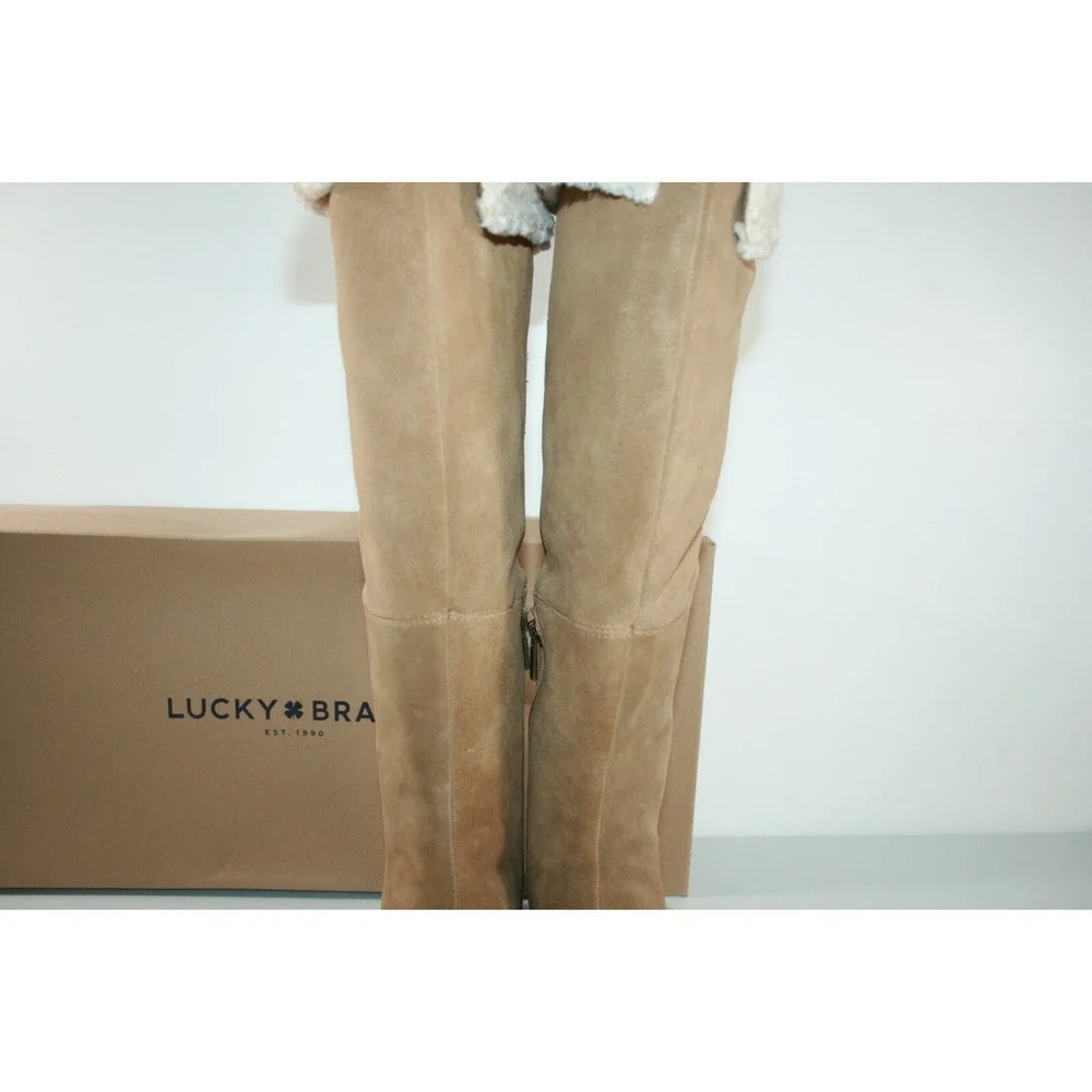 Lucky Brand Ysabel Chalet Oiled Suede Tan Thigh High Women's Boots Size 9 M NEW